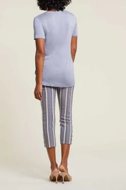 Tribal Short Sleeve Crew Neck Top With Buttons -Fashionable Clothing Store 1286O 3251 2933 b