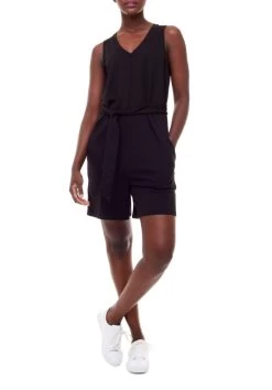 Tyler Madison Kylie Belted Romper -Fashionable Clothing Store 250022 Black F 698x1000 1
