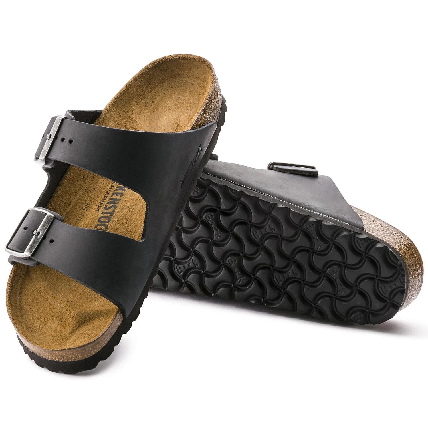 Birkenstock Arizona Black Oiled Leather Sandals - Regular 3 Birkenstock Arizona Black Oiled Leather Sandals - Regular - Image 3