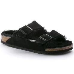 Birkenstock Arizona Black Shearling Sandal - Regular