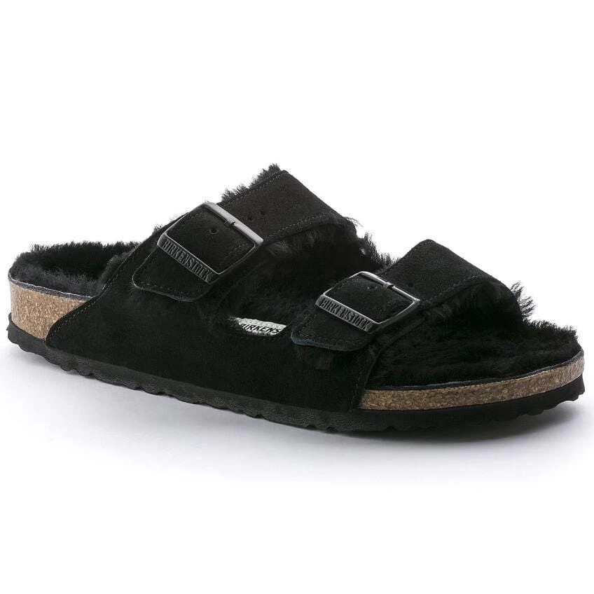 Birkenstock Arizona Black Shearling Sandal - Regular 1 Birkenstock Arizona Black Shearling Sandal - Regular