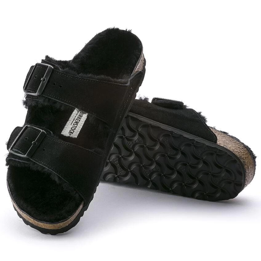 Birkenstock Arizona Black Shearling Sandal - Regular 3 Birkenstock Arizona Black Shearling Sandal - Regular - Image 3