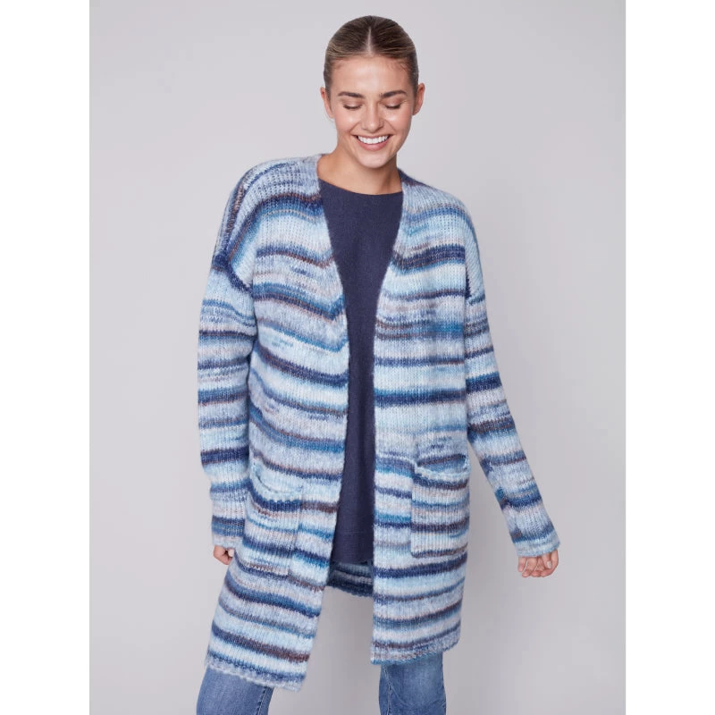 Charlie B Sleeves Space Dye With Patch Pocket Cardigan 1 Charlie B Sleeves Space Dye With Patch Pocket Cardigan