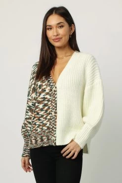Dear John Charli V-Neck Button Down Cardigan -Fashionable Clothing Store DSW3055FRC FRONT 1800x18004