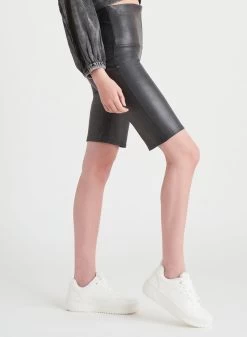 Dex Coated Biker Short -Fashionable Clothing Store DexCoatedBikerShortblack1