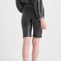 Dex Coated Biker Short -Fashionable Clothing Store DexCoatedBikerShortblack4