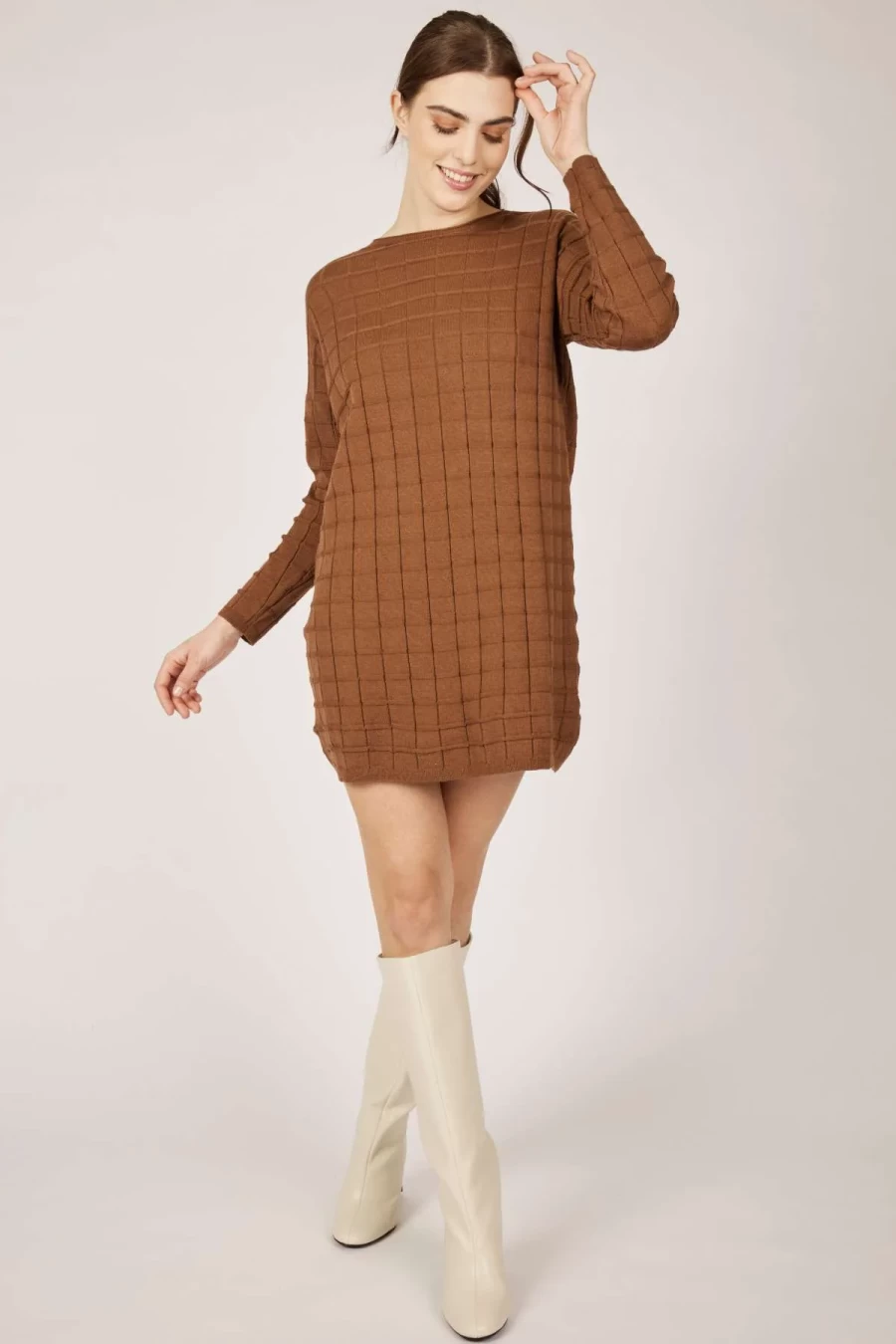 Pistache Large Waffle Fine Knit Dress 2 Pistache Large Waffle Fine Knit Dress - Image 2