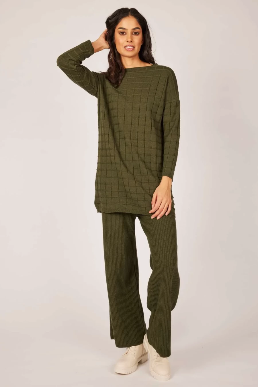 Pistache Large Waffle Fine Knit Dress 4 Pistache Large Waffle Fine Knit Dress - Image 4