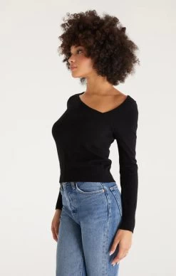 Z Supply Karlie Asymmetrical Top -Fashionable Clothing Store KarlieAsymmetricalTopblk1
