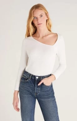 Z Supply Karlie Asymmetrical Top -Fashionable Clothing Store KarlieAsymmetricalTopwht