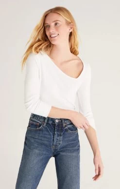 Z Supply Karlie Asymmetrical Top -Fashionable Clothing Store KarlieAsymmetricalTopwht1