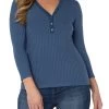 Liverpool 3/4 Sleeve Rib Knit Henley