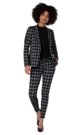 Liverpool Fitted Blazer - Black/White Glen Plaid