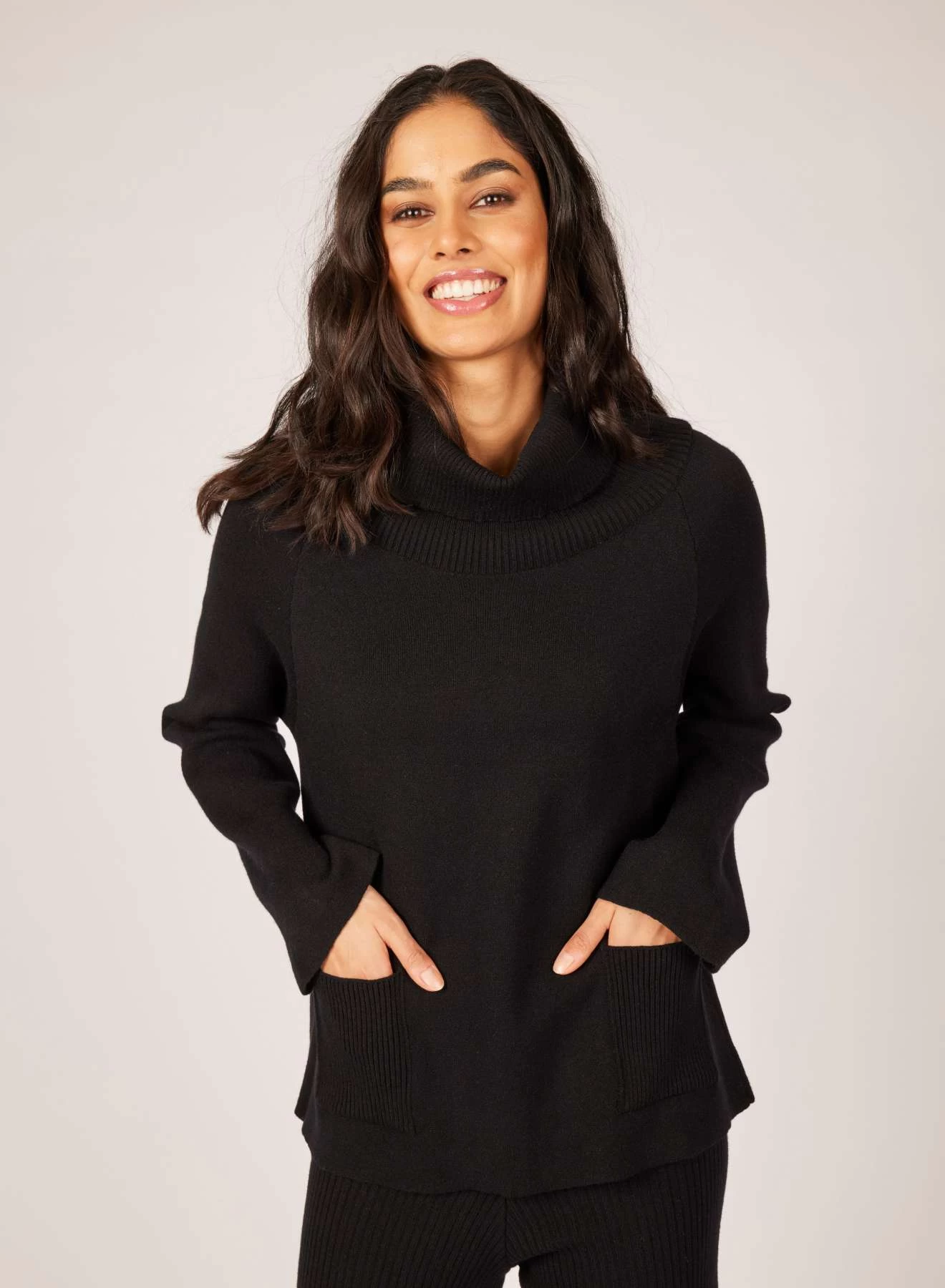 Pistache Ribbed Turtleneck Sweater With Patch Pocket 3 Pistache Ribbed Turtleneck Sweater With Patch Pocket - Image 3