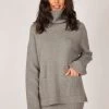 Pistache Ribbed Turtleneck Sweater With Patch Pocket