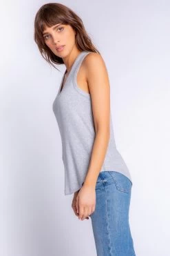 PJ Salvage Textured Essentials Solid Tank -Fashionable Clothing Store PJSalvageTexturedEssentialsSolidTankheathergrey2