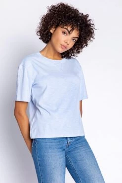 PJ Salvage Women's Back To Basics Short Sleeve -Fashionable Clothing Store PJsalvageBACKTOBASICSSHORTSLEEVETEEiceblue