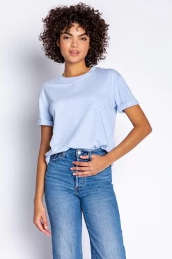PJ Salvage Women's Back To Basics Short Sleeve -Fashionable Clothing Store PJsalvageBACKTOBASICSSHORTSLEEVETEEiceblue1