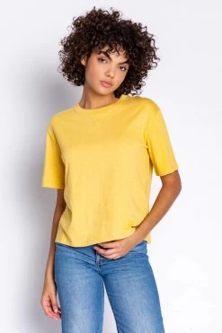 PJ Salvage Women's Back To Basics Short Sleeve -Fashionable Clothing Store PJsalvageBACKTOBASICSSHORTSLEEVETEEsunshine