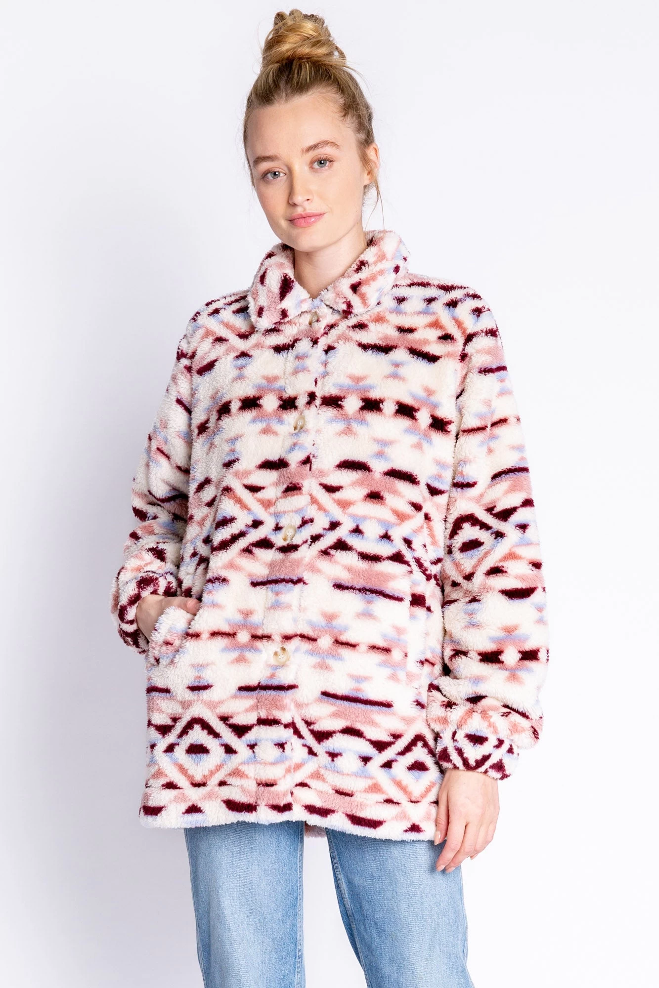 PJ Salvage Cozy Shacket Tribal Chevron Shacket 1 PJ Salvage Cozy Shacket Tribal Chevron Shacket