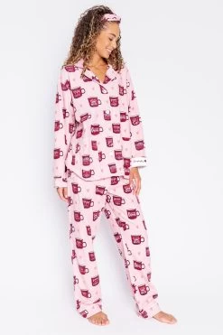 PJ Salvage Flannels Coffee PJ Set -Fashionable Clothing Store REFLPJ PINKMIST 4