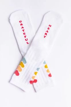 PJ Salvage Fun Socks Grateful Heart Socks -Fashionable Clothing Store REFX3 IVORY 2