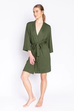 PJ Salvage Reloved Lounge Solid Robe -Fashionable Clothing Store RIRLR DARKOLIVE 1