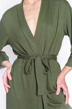 PJ Salvage Reloved Lounge Solid Robe -Fashionable Clothing Store RIRLR DARKOLIVE 2