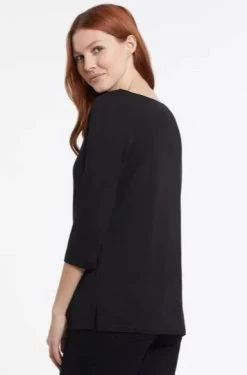 Fashionable Clothing Store -Fashionable Clothing Store TribalBoatNeck3 4SleeveTop black1