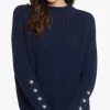Tribal Long Sleeve Dolman Sweater With Button Sleeves