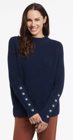 Tribal Long Sleeve Dolman Sweater With Button Sleeves