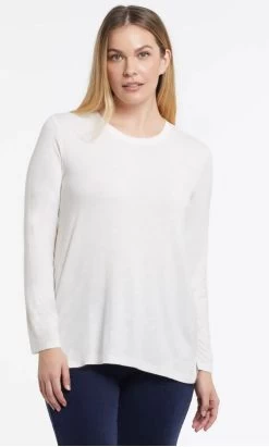 Tribal Long Sleeve Scoop Neck Top With Back Pleats -Fashionable Clothing Store TribalLongSleeveScoopNeckTopWithBackPleats Cream