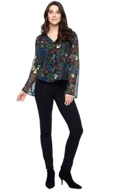 Tyler Madison Charlize Floral Bell-Sleeve Top