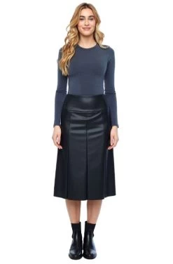 Tyler Madison Gal Vegan Soft Leather Midi Skirt