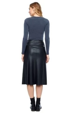 Tyler Madison Gal Vegan Soft Leather Midi Skirt -Fashionable Clothing Store TylerMadisonGalVeganSoftLeatherMidiSkirt2