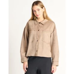 Black Tape Faux Suede Button Front Jacket