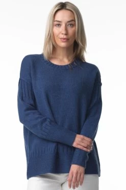 Zaket & Plover Pearl Stitch Sweater 7 Zaket & Plover Pearl Stitch Sweater -Fashionable Clothing Store ZP4188UINDIGOFRONT