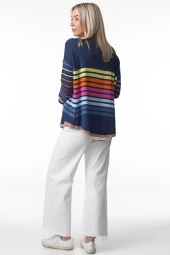 Zaket & Plover Stripe Boxy Sweater -Fashionable Clothing Store ZP4201UDENIMBACK