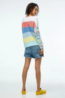 Zaket & Plover Varigated Stripe Sweater -Fashionable Clothing Store ZP4479UAQUABACK