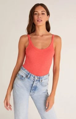 Z Supply Casa Rib Tank -Fashionable Clothing Store ZSupplyCasaRibTankcoralred