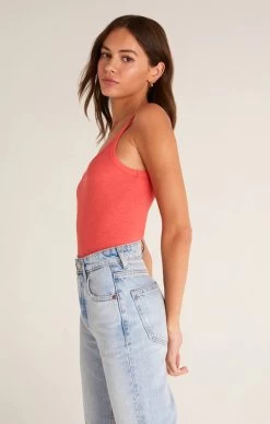 Z Supply Casa Rib Tank -Fashionable Clothing Store ZSupplyCasaRibTankcoralred1