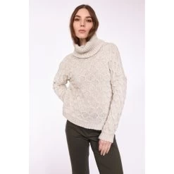 Pistache Honeycomb Knit Turtleneck