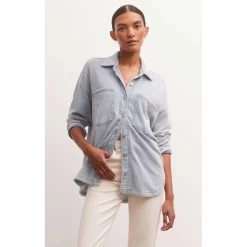 Z Supply All Day Knit Denim Jacket -Fashionable Clothing Store image1 2023 08 23T151236.341