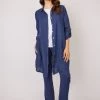 Pistache Button Down Linen Blouse Dress W/ Pockets