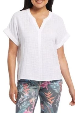 Tribal Dolman Blouse With Rolled Cuff