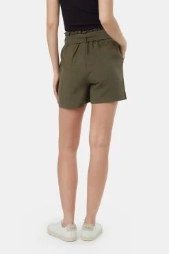 Tentree TreeLinen Paper Bag Short -Fashionable Clothing Store tentree treeline short olive night green21
