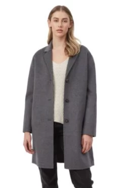Tentree Wool Longline Coat -Fashionable Clothing Store tentree wool line coat slate grey1