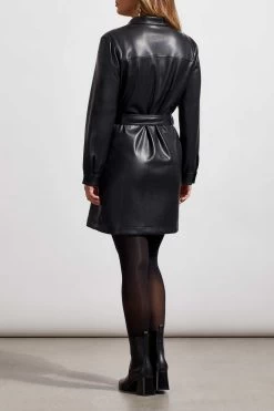 Tribal Long Sleeve Button Up Dress With Belt -Fashionable Clothing Store tribal long sleeve button up dress w belt blk 4