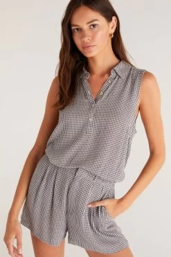 Z Supply Harper Gingham Top -Fashionable Clothing Store z supply gingham shirt shadow1